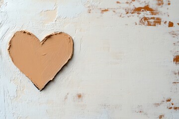 Obraz premium Asymmetrical freehand brush stroke heart on textured canvas background