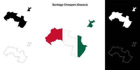 Santiago Choapam municipality (Oaxaca) outline map set