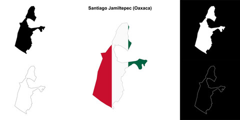 Santiago Jamiltepec municipality (Oaxaca) outline map set