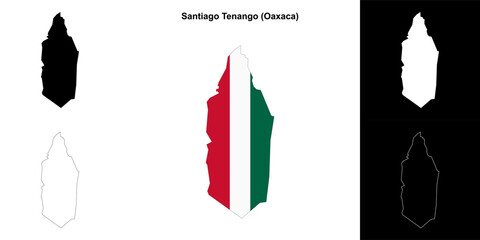 Santiago Tenango municipality (Oaxaca) outline map set