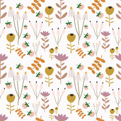 A stunning vector illustration of blooming flowers in full spring glory! seamless pattern.