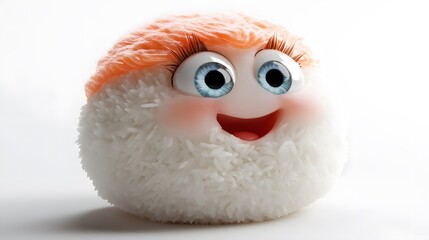 various 3d cartoon types of sushi, clean clear and cute