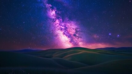 Milky Way over rolling hills