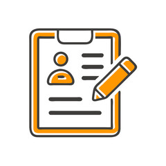 register form with pencil illustration  