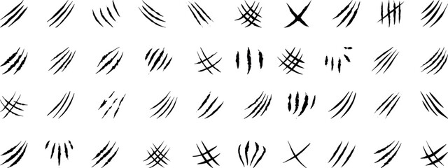 animal Claw scratches mark set. Cat tiger scratches signs