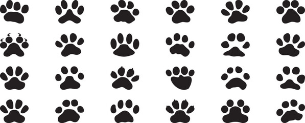 cat and dog paw prints vector icon