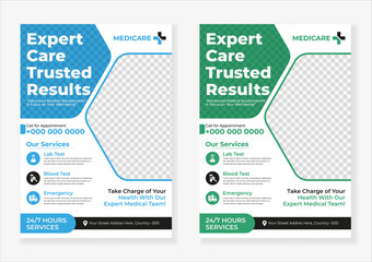 Creative a4 medical healthcare flyer design or flyer cover design template layout	