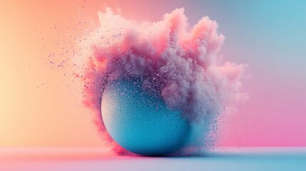 Sphere Enveloped in a Cloud of Pastel Hues Creates Surreal Visual Effect