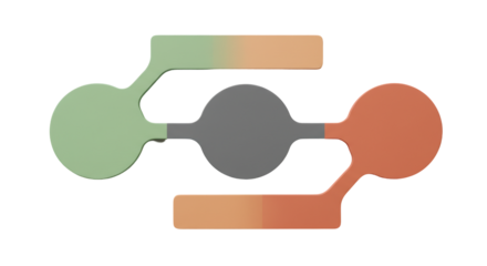 Isolated Multi-Colored Chemical Flow Diagram with Nodes