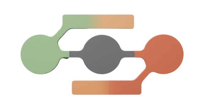 Isolated Multi-Colored Chemical Flow Diagram with Nodes