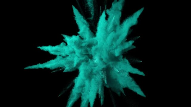Colorful turquoise smoke explosion - 60fps