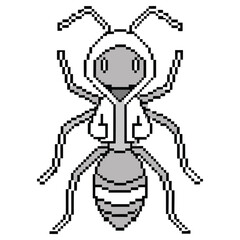 Pixel Art Ant with Hoodie, 8 Bit Sprite Design on Transparent Background