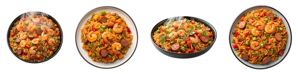 Fototapeta premium Jambalaya in the bowl on a transparent background.