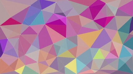 Abstract geometric background with vibrant, multicolored, low-poly triangles.  A mosaic-like pattern of various shades