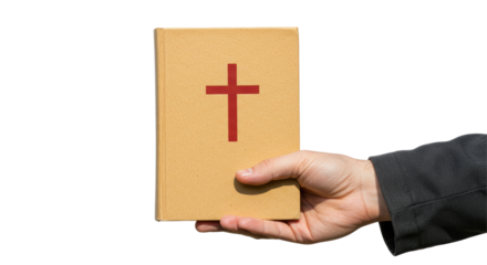 Isolated Hand Holding Christian Bible Symbolizing Faith and Hope