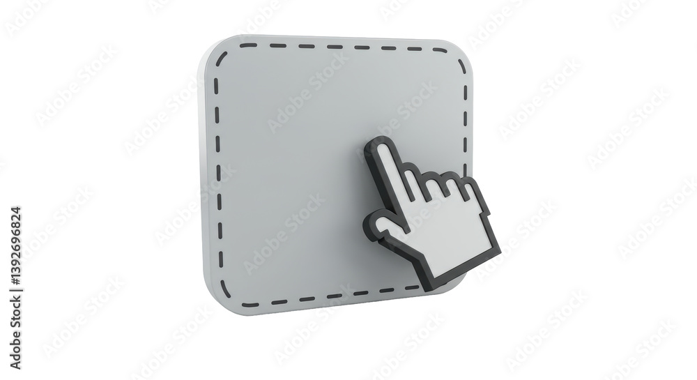 Poster isolated grey hand cursor pointing on a digital screen