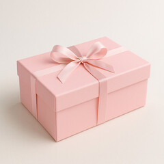 Pink gift box mockup with ribbon size 10 x 20 x 30