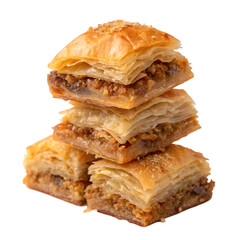 Stack of baklava isolated on transparent background