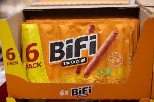 Bifi Snacks Pack in a Grocery Display - FRANKFURT, GERMANY - MARCH 21, 2025