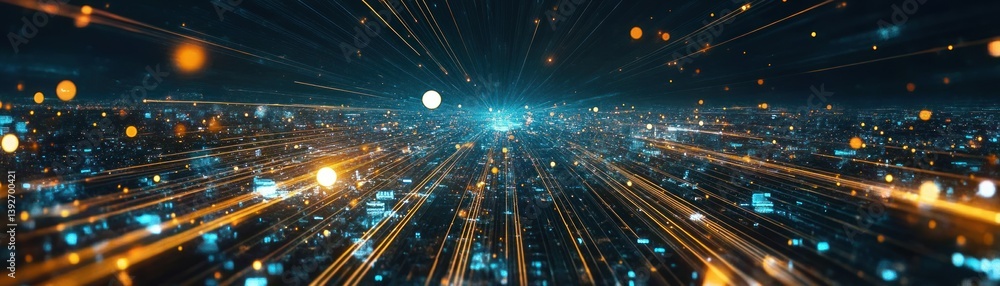 Poster abstract depiction of data streams and digital information flow