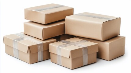 Fototapeta premium A Stack of Cardboard Boxes Ready for Shipping and Storage in a Minimalist Shot