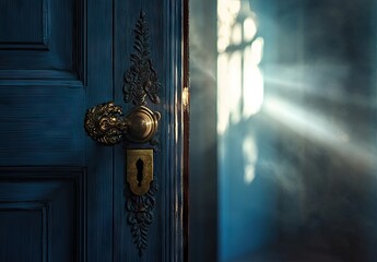 A glimpse of light through an antique door