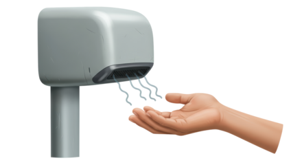 Isolated Hand Drying Under Modern Automatic Hand Dryer