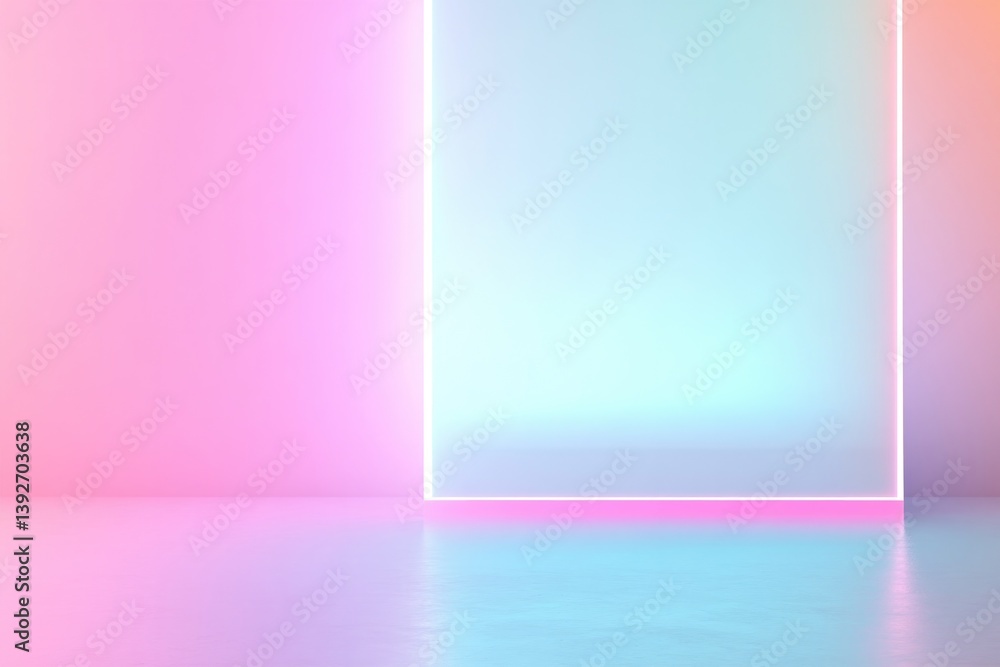 Poster vibrant neon color background stretches across frame offering clean lines and ample copy space for t