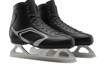 Black ice skates on a white background, ideal for sports promotions or winter events