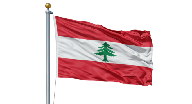 Isolated Flag of Lebanon Waving Proudly in the Wind