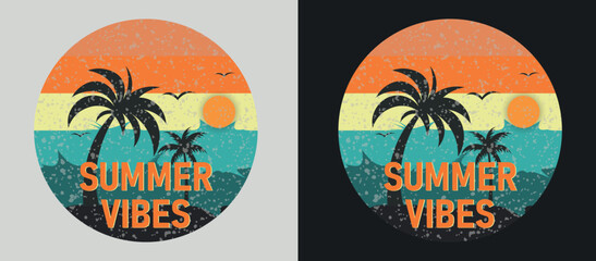 Summer vibes retro vintage t shirt design