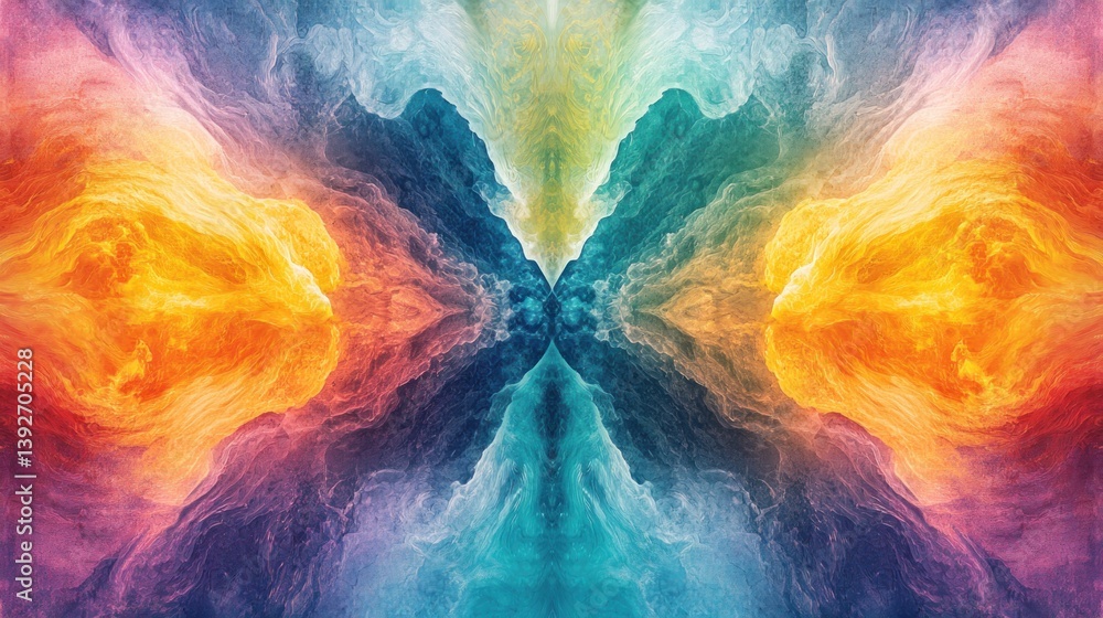 Poster abstract kaleidoscope: a colorful and symmetrical artwork with depth effect