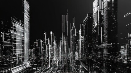Futuristic abstract representation of a digital urban cityscape environment