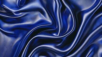 Obraz premium Shiny blue fabric draped and wrinkled. Use luxury goods, background, design element