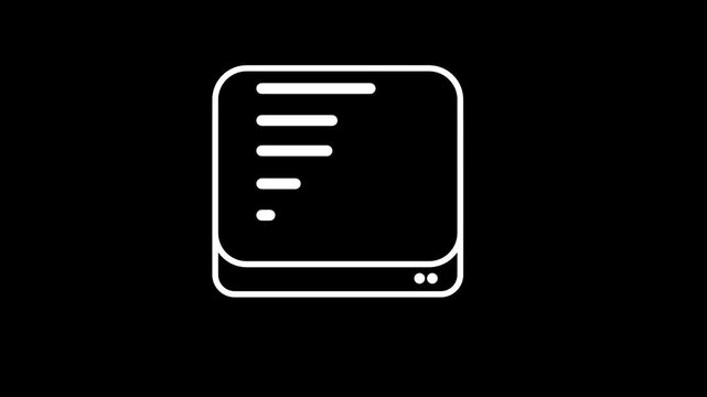 A square document icon with lines signifies digital content structure,  outlining information,  or document management on screens or apps.