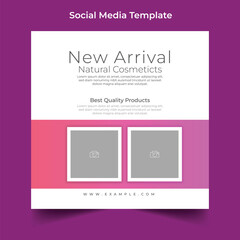 Cosmetics beauty product makeup facebook and instagram social media post banner design template
