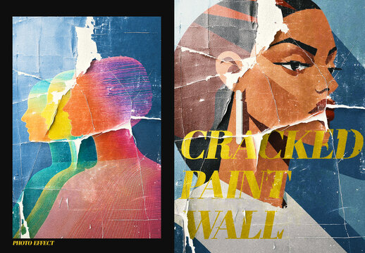 Painted Image On Cracked Wall Photo Effect