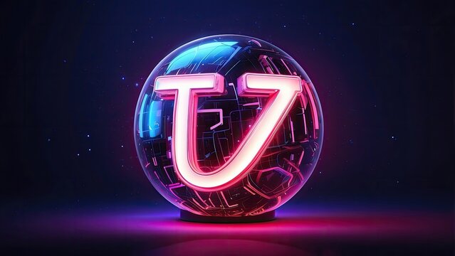 A glowing orb with the letters AI illuminated in bright red and white sits atop a circuit board pattern