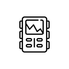 Fish finder outline icon. Fishers equipment. Way to find fish. Simple symbol of Hobby and leisure activities. Efficient fishing. Basic fishing gear. Vector isolated illustration