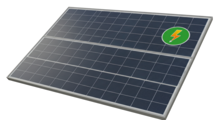 Isolated Solar Panel with Lightning Bolt Green Circle