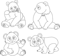 Panda Clipart Set: Hand-drawn Panda Illustrations: Doodle Cartoon Panda Bears for Crafters, Designers, and DIY Lovers.
