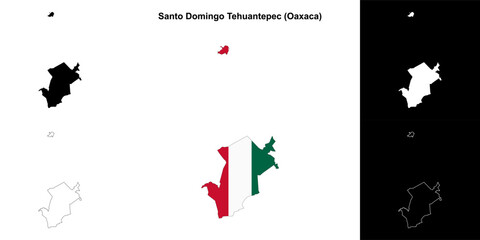 Santo Domingo Tehuantepec municipality (Oaxaca) outline map set