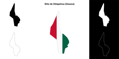 Sitio de Xitlapehua municipality (Oaxaca) outline map set