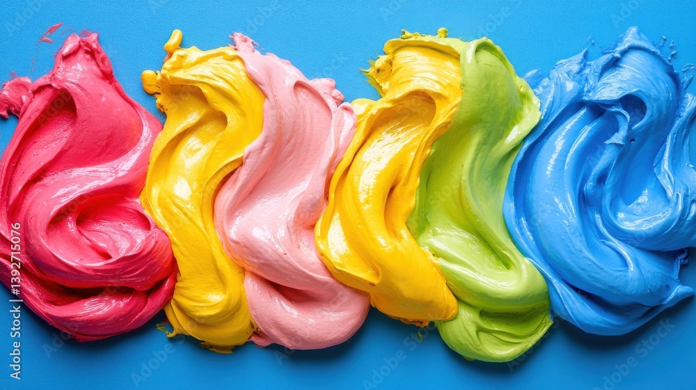Aufkleber row of colorful paint containers in bright hues displaying an array of vibrant colors ready for crea