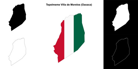 Tepelmeme Villa de Morelos municipality (Oaxaca) outline map set