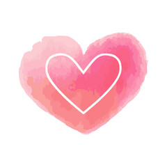 watercolor heart shape icon. Hand drawn style heart. Love symbol.