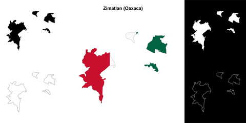 Zimatlan municipality (Oaxaca) outline map set