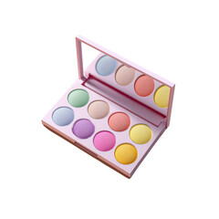 A vibrant eyeshadow palette featuring nine colorful shades in a sleek, reflective case.