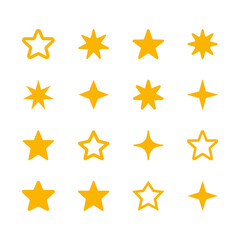 Stars icon collection. Different star shapes. Sparkle star icon set. Falling stars . Vector illustration
