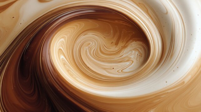 Swirling Coffee and Cream: An enticing visual of rich coffee gracefully mingling with creamy swirls, creating a captivating abstract design that beckons the viewer